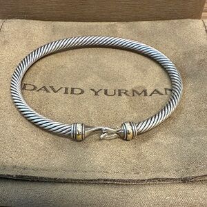 🌟David Yurman🌟 Buckle Classic Cable Bracelet - Silver w/18k Gold 4mm Sz L